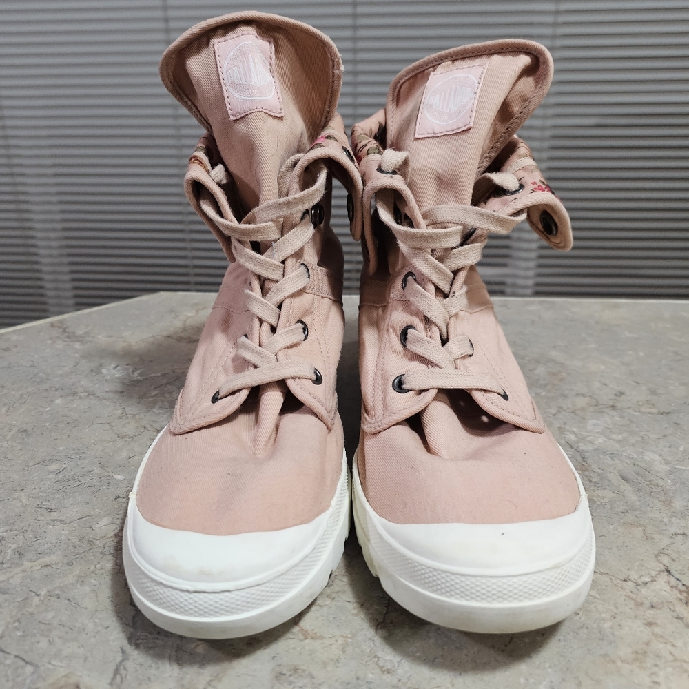 PALLADIUM pink high top hidden wedge sneakers Sz 9 - Picture 2 of 9